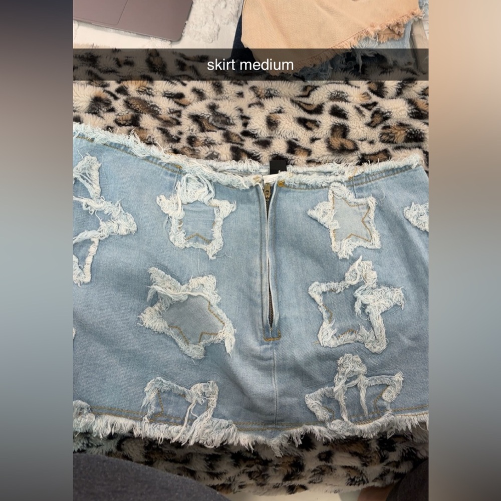 Star Pattern Denim Skirt
